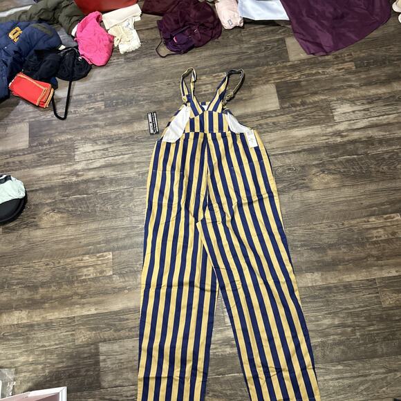 Game Bibs Overalls Navy Gold Striped Mens XL NEW Notre Dame - Picture 5 of 5